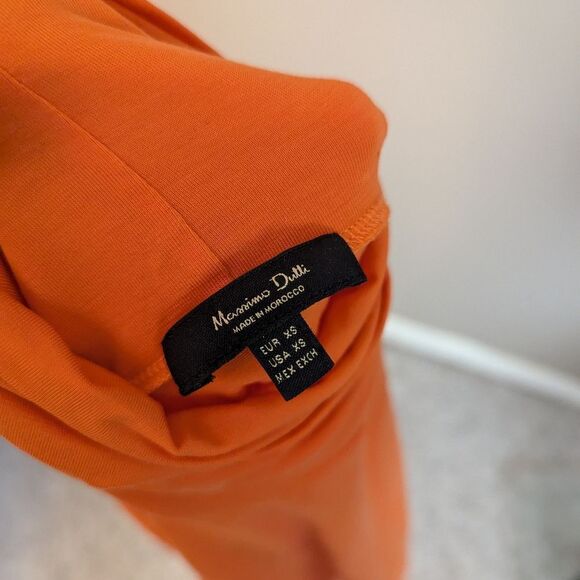 Massimo Dutti Orange Turtleneck Top XS Soft Stretch Lyocell Long Sleeve Fall Bas - Picture 3 of 8